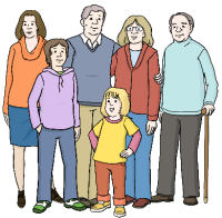 Familie Großeltern Eltern und Kinder