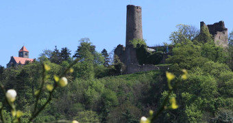 Blick auf die Burgruine Windeck und Wachenburg
